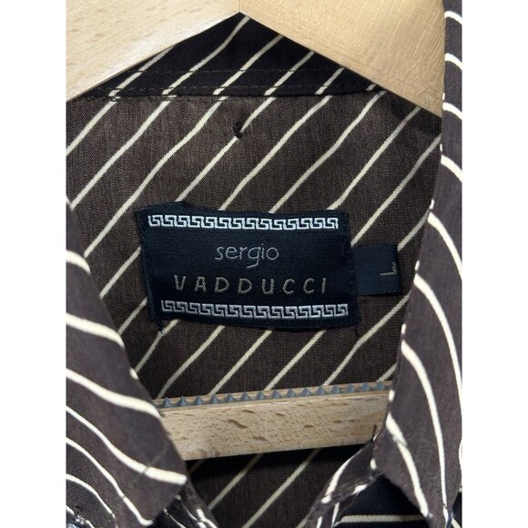 Sergio Vadducci 90’s Western Rodeo Short Sleeve Pearl Button Strip Shirt Size L - Picture 5 of 13